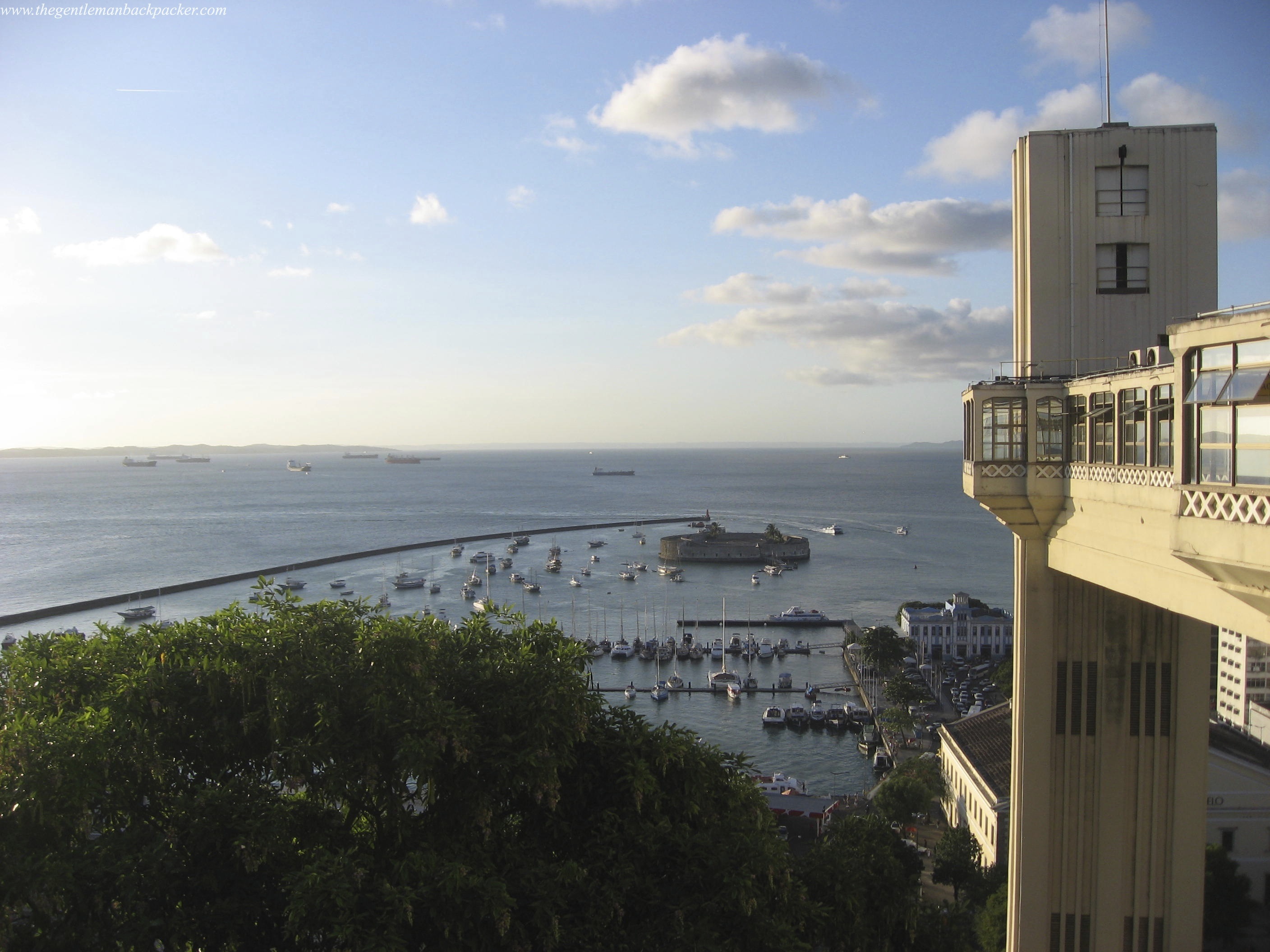 Sunset from the Centro Historico (Old Town) looking out across the elevator and the port