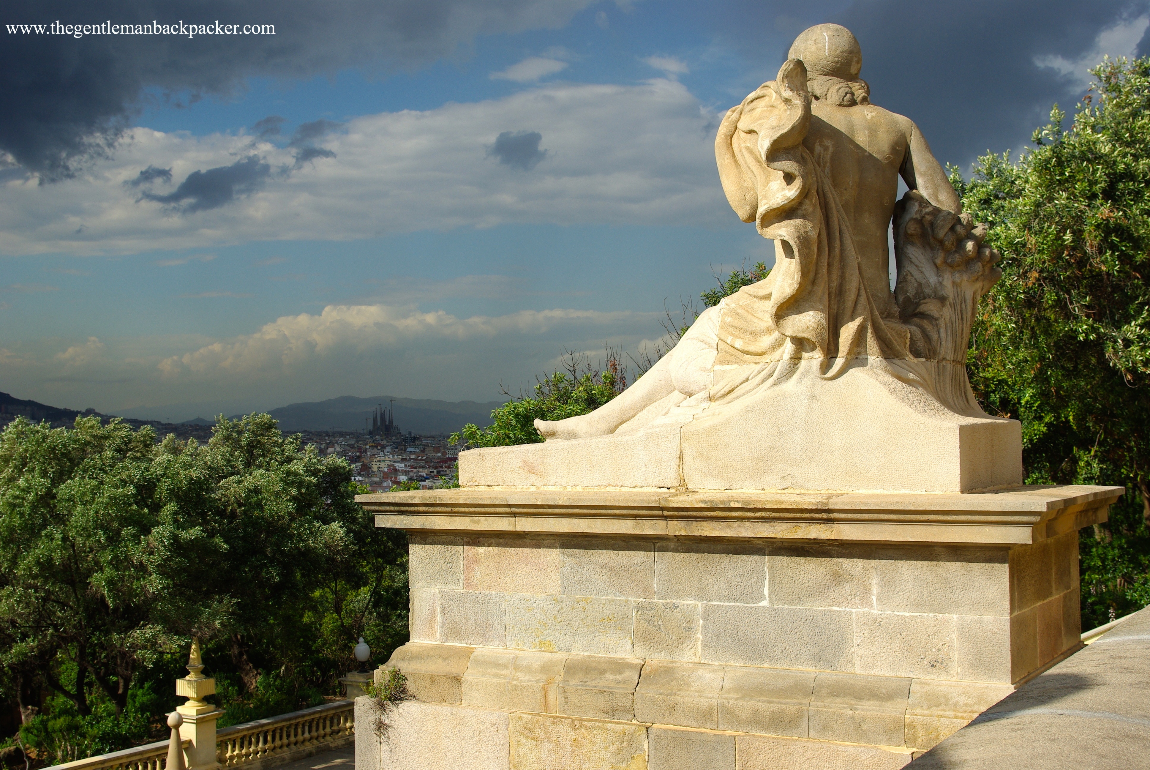 Looking across Barcelona to the Sagrada Familia from Montjuic