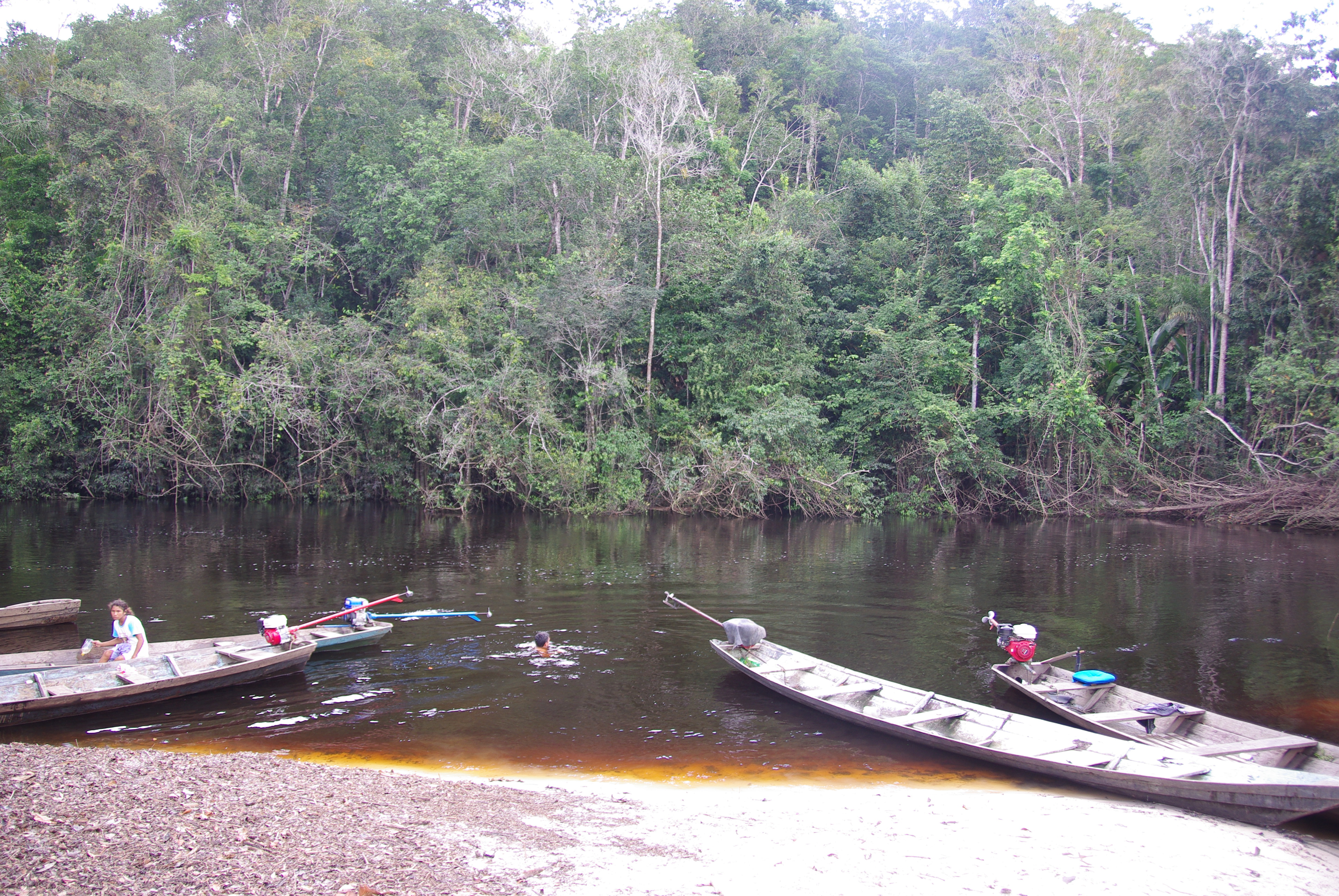 Think you're up for an Amazon adventure? Children swim in the Urubu  Tributary