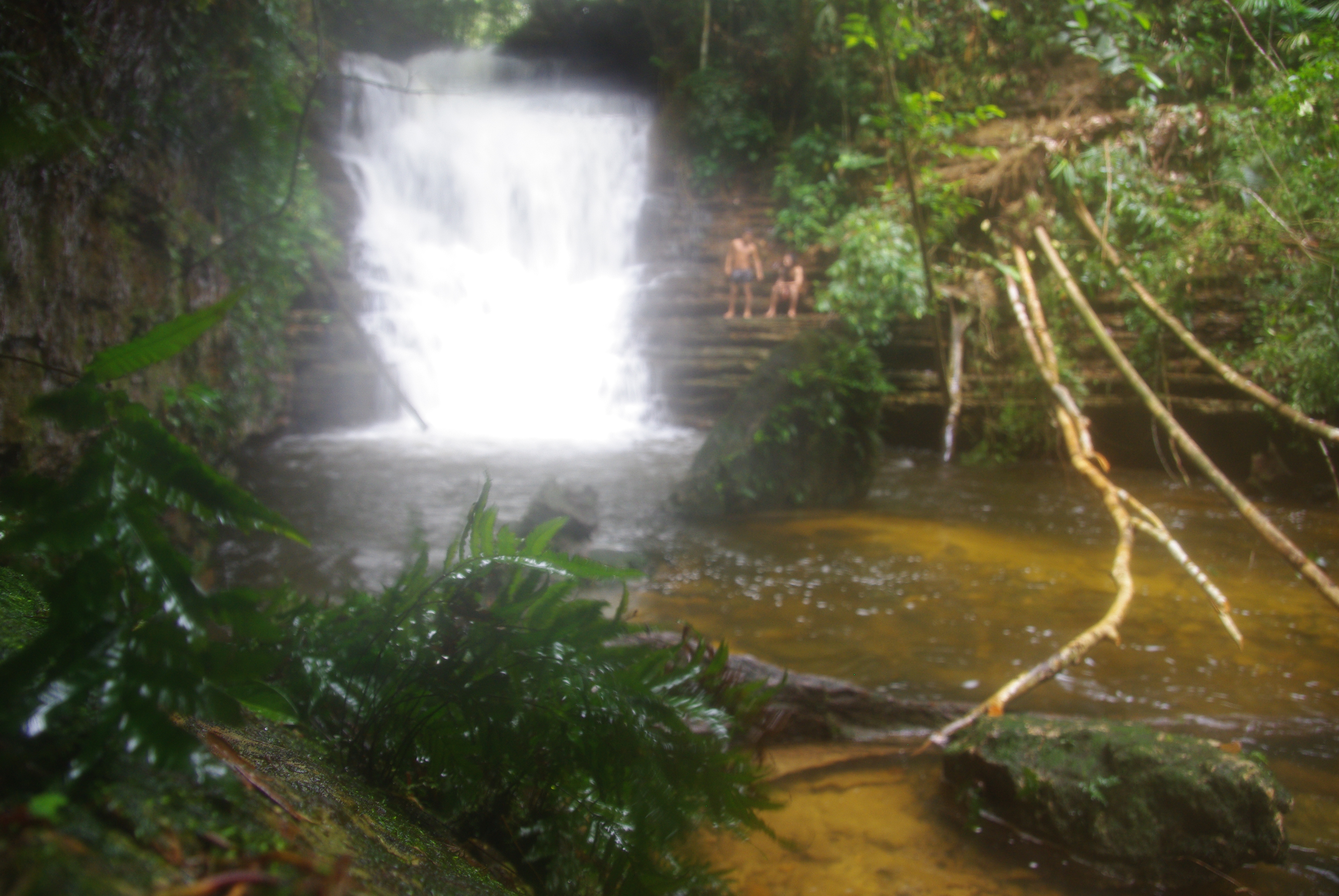 Rinaldo and Cook cooling off by the waterfall