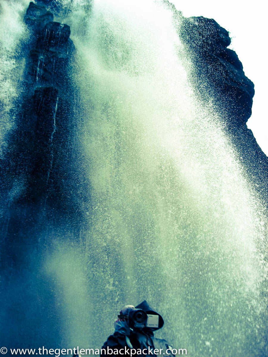 Arms raised, in we go, my shoutout to being alive drowned out at Iguazu