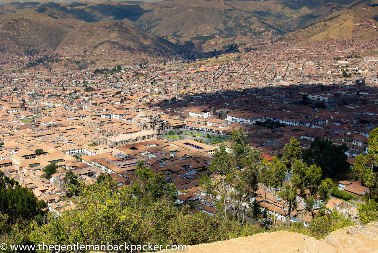 View of Cusco with the Plaza de Armas visible near the center